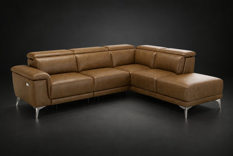 Valencia Pista Distressed Leather Reclining Chaise Sectional Sofa