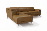 Pista reclining chaise sectional in Weathered Saddle distressed Italian aniline leather, left chaise configuration