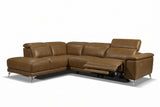 Pista reclining chaise sectional in Weathered Saddle distressed Italian aniline leather, left chaise configuration