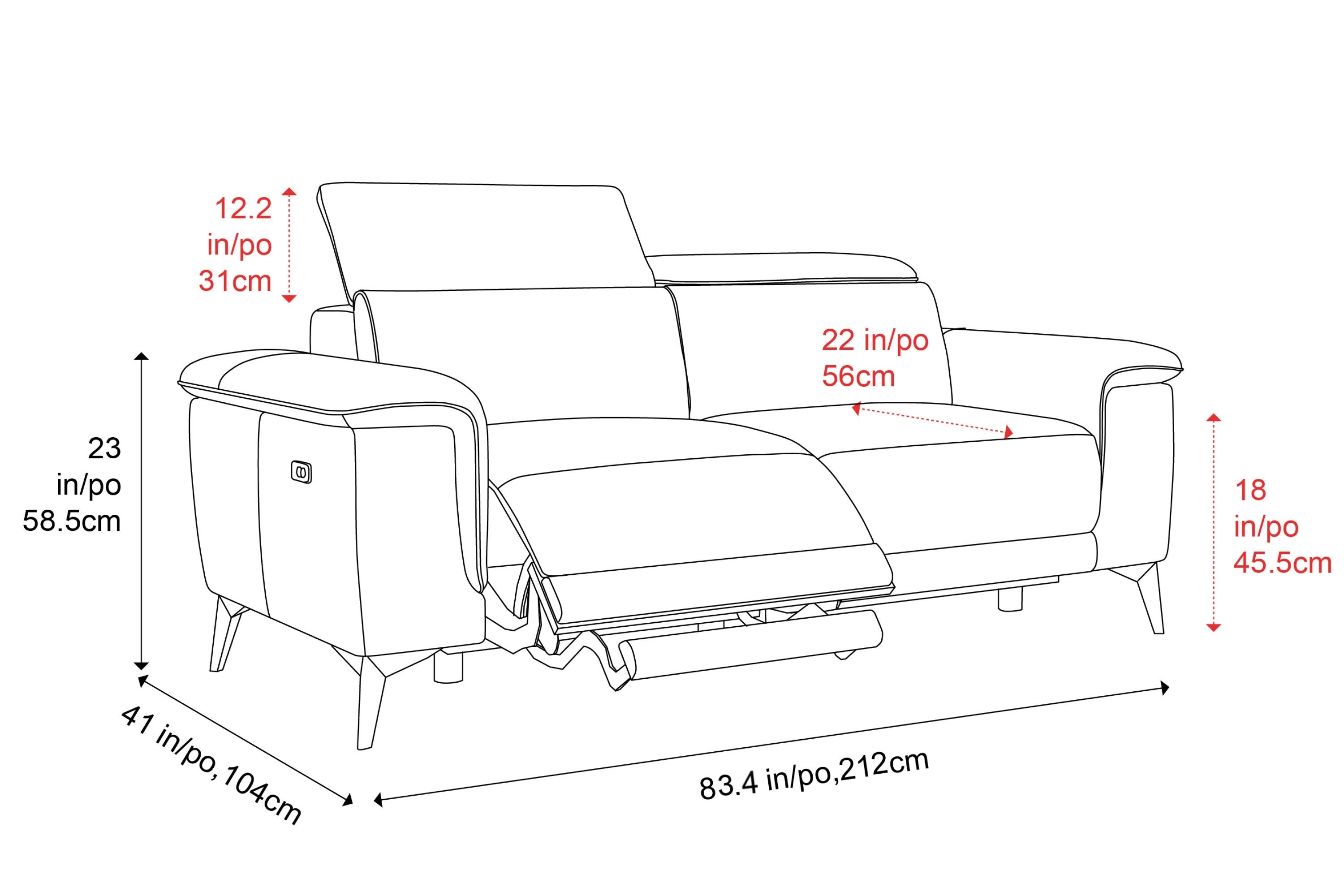 Valencia Pista Modern Top Grain Leather Reclining Loveseat Sofa, Beige