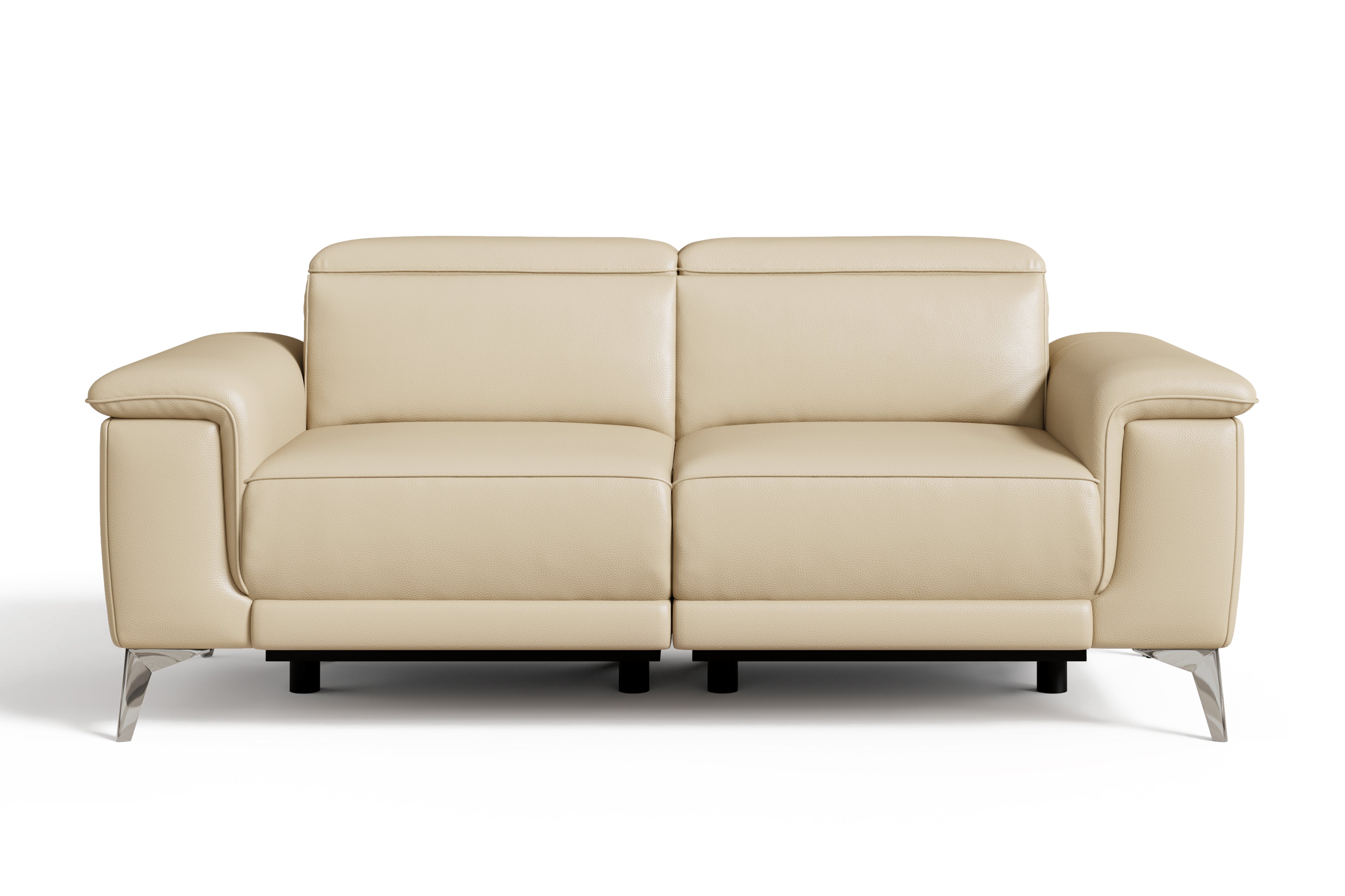 Valencia Pista Modern Top Grain Leather Reclining Loveseat Sofa, Beige