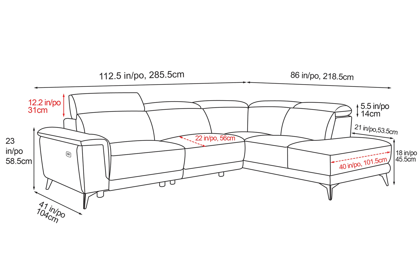 Pista Leather Reclining Sectional Sofa
