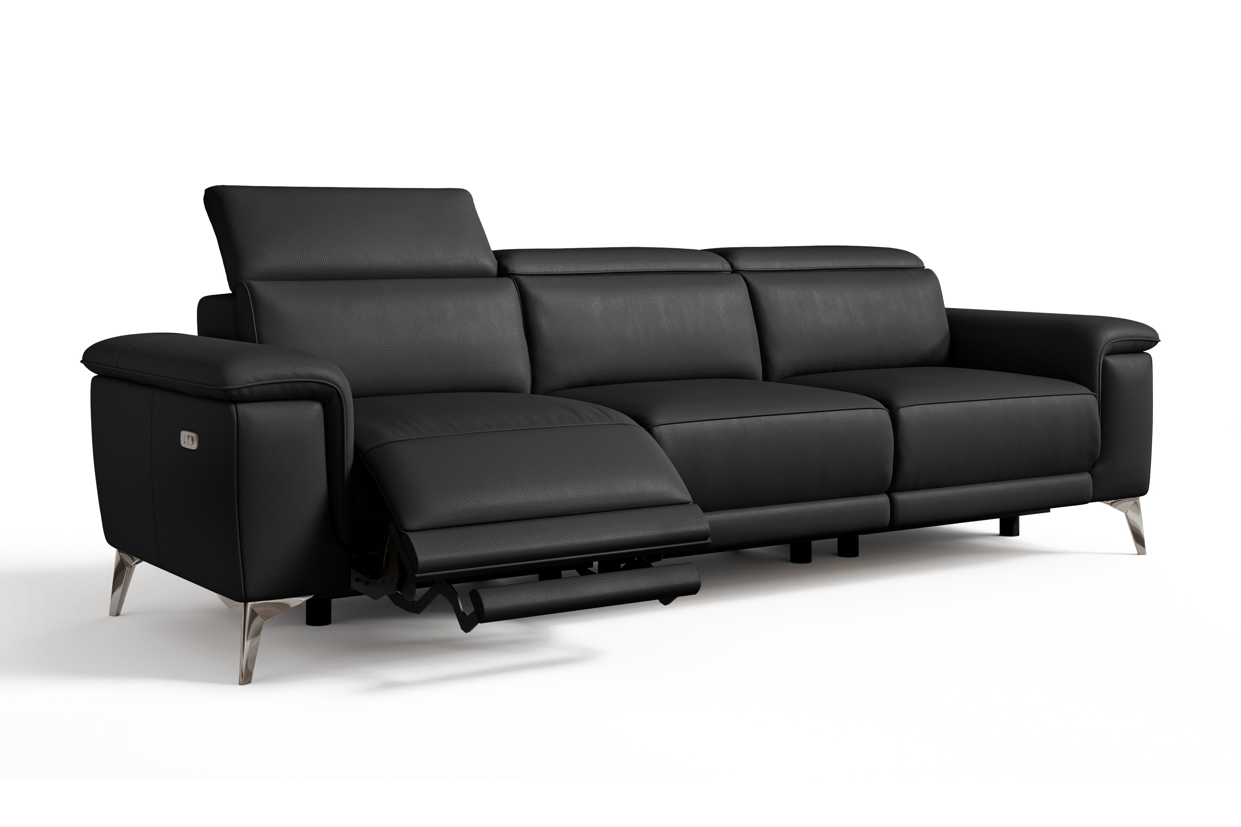 Modern black leather recliner discount
