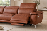 Pista Distressed Leather Reclining Chaise Sectional Sofa