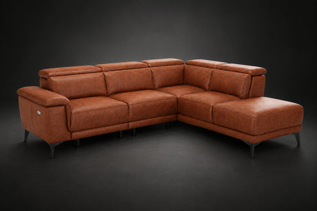 Valencia Pista Distressed Leather Reclining Chaise Sectional Sofa