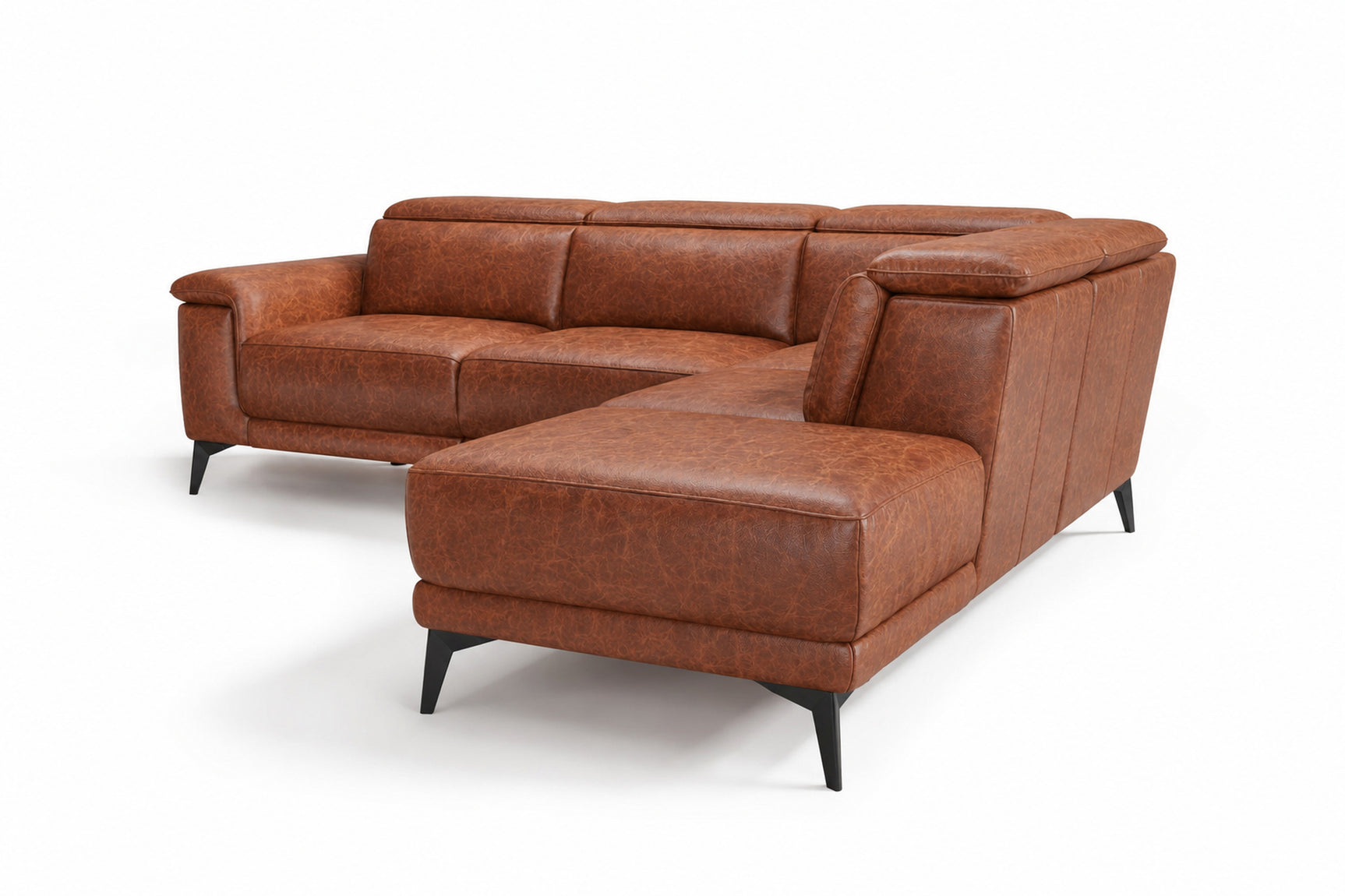 Pista Distressed Leather Reclining Chaise Sectional Sofa