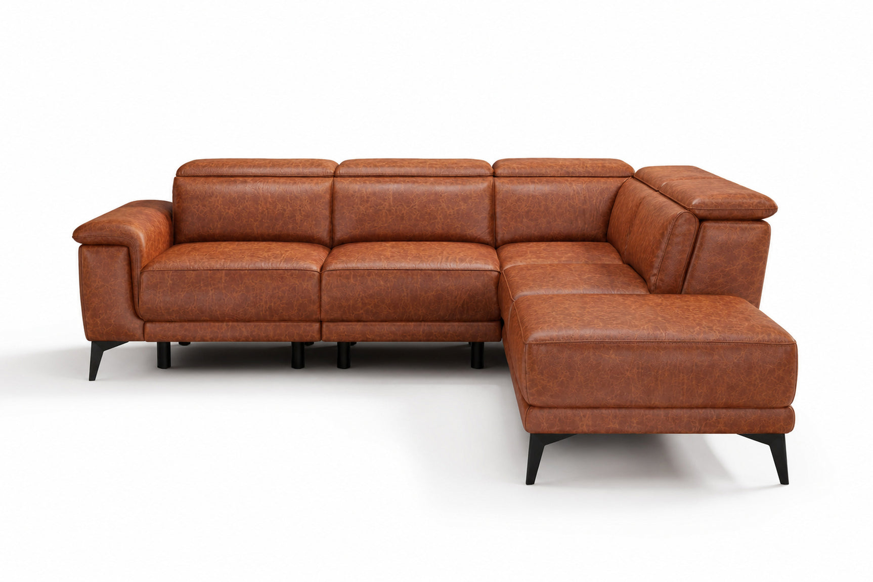 Pista Distressed Leather Reclining Chaise Sectional Sofa