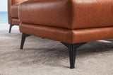 Pista reclining chaise sectional in Tuscan Cognac distressed Italian aniline leather, right chaise configuration
