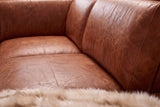 Pista reclining chaise sectional in Tuscan Cognac distressed Italian aniline leather, right chaise configuration
