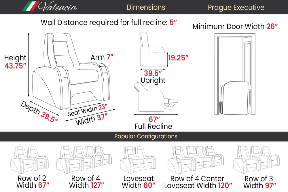 Valencia Prague Executive Leather Home Theater Seating, Row of 4 Loveseat Center, Beige