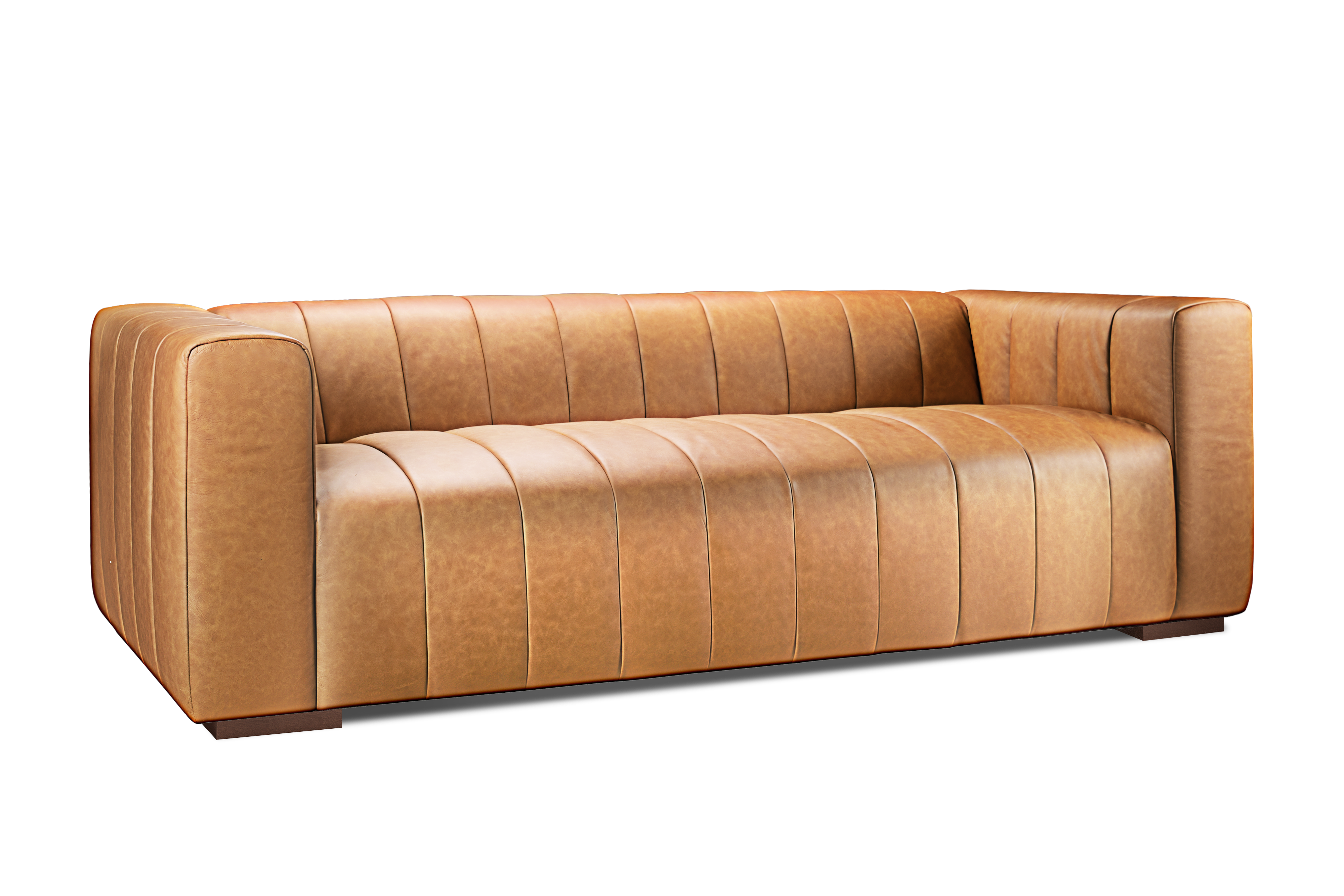 Valencia Victoria Top Grain Leather Three Seats Sofa, Cognac