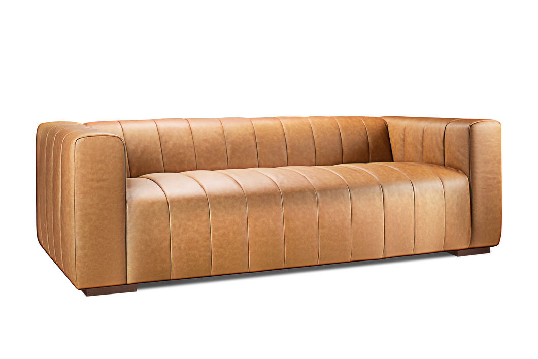 Valencia Victoria Top Grain Leather Three Seats Sofa, Cognac