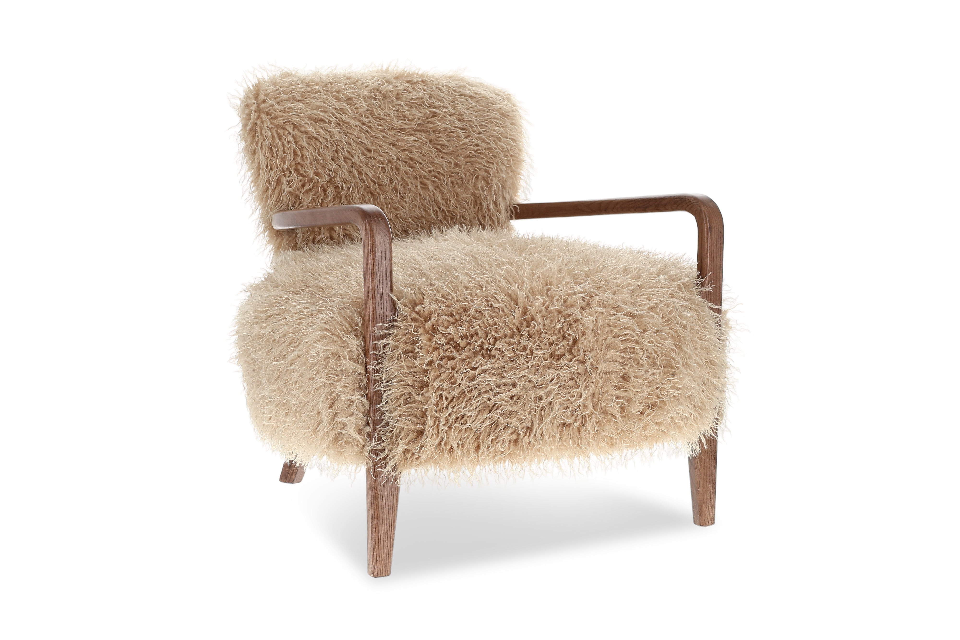 Valencia Willow Faux Sheepskin Accent Chair, Beige Color