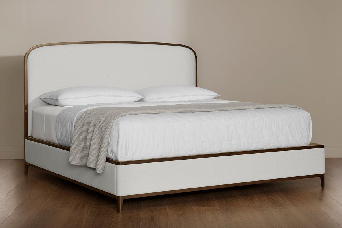 Valencia Quincy Upholstered Curve King Size Bed, Ebony