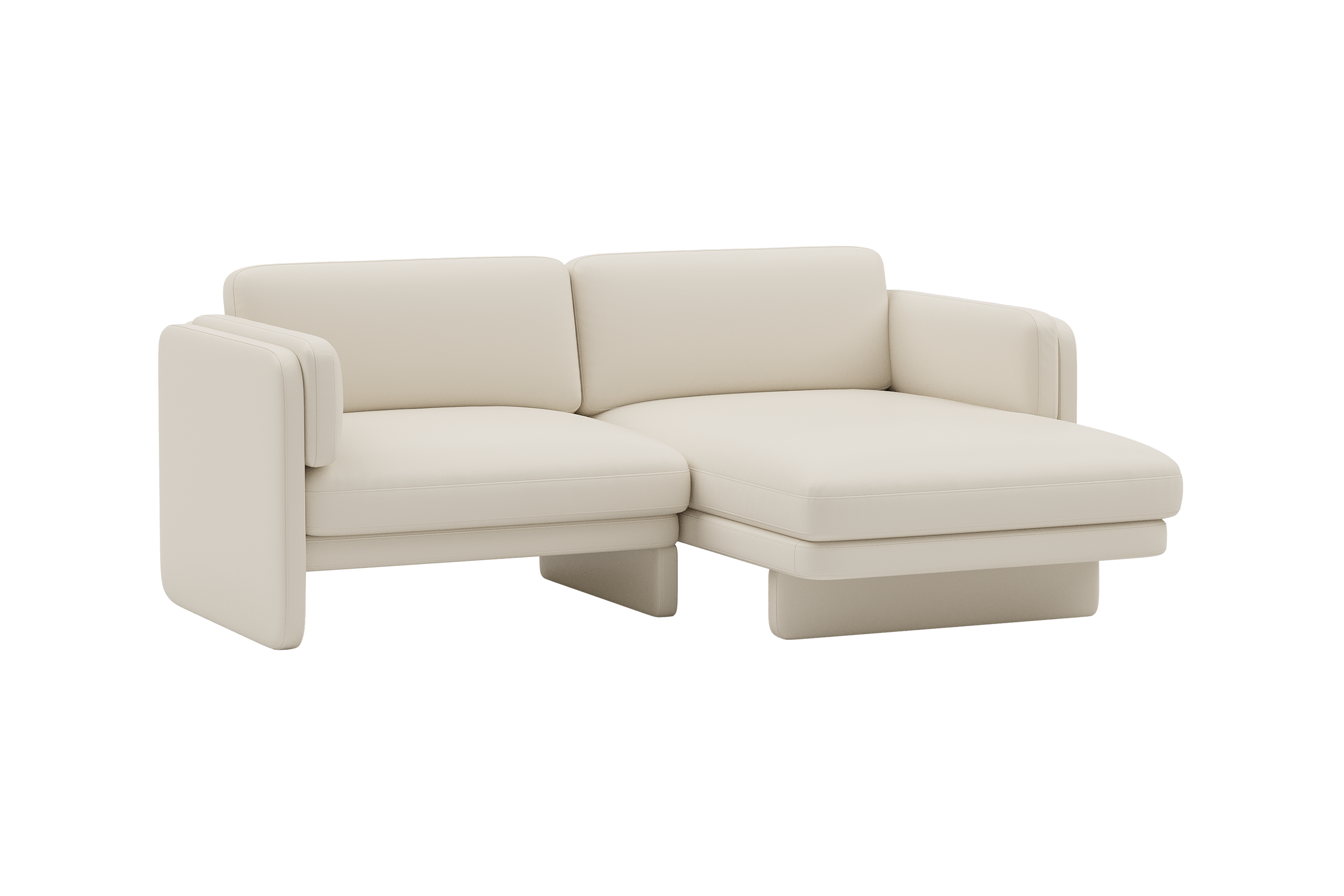 Valencia Annalise Top Grain Leather 80" Right Chaise Sofa, Cream