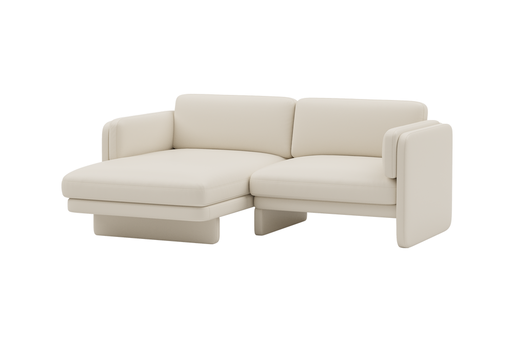 Valencia Annalise Top Grain Leather 80" Left Chaise Sofa, Cream