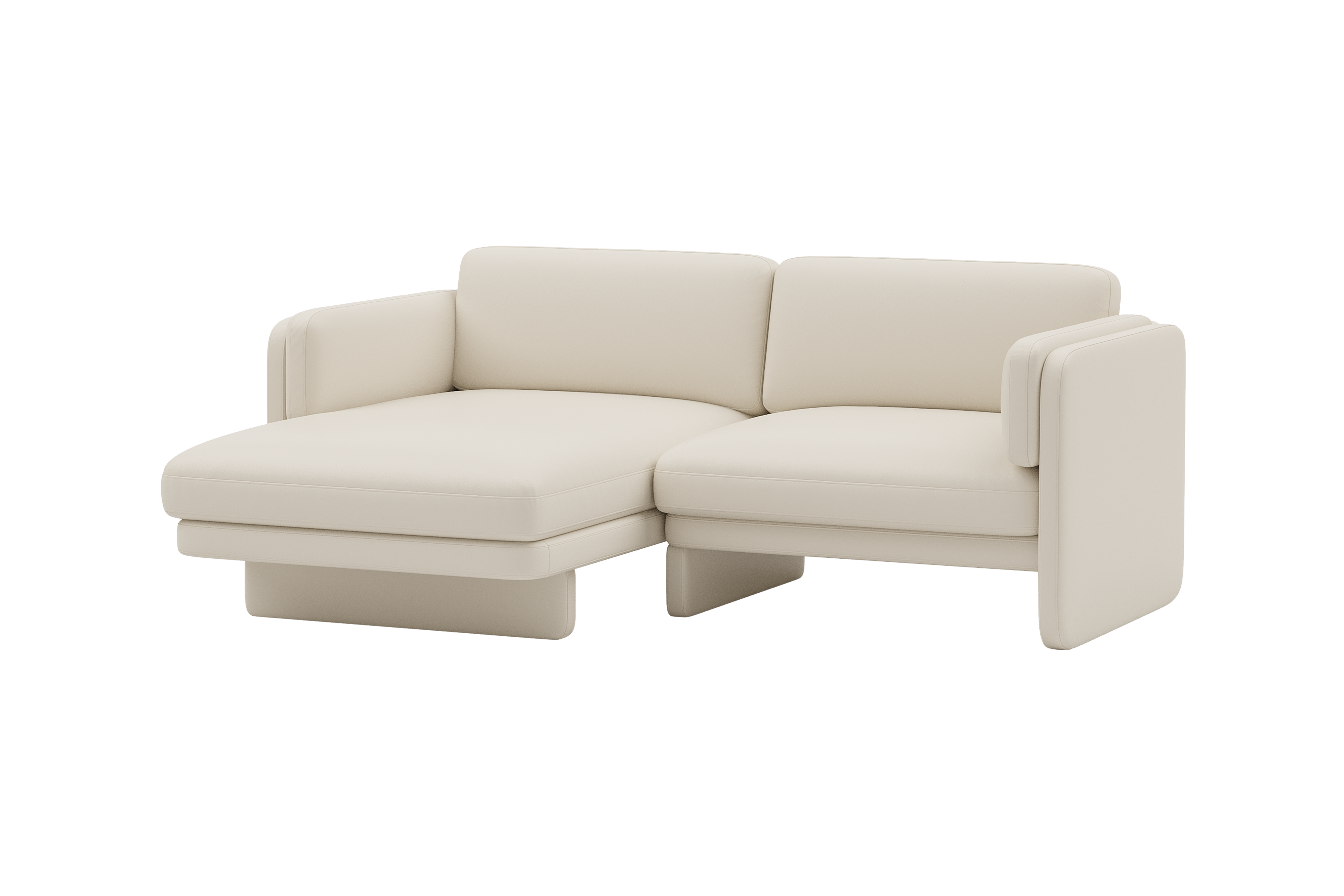 Valencia Annalise Top Grain Leather 80" Left Chaise Sofa, Cream