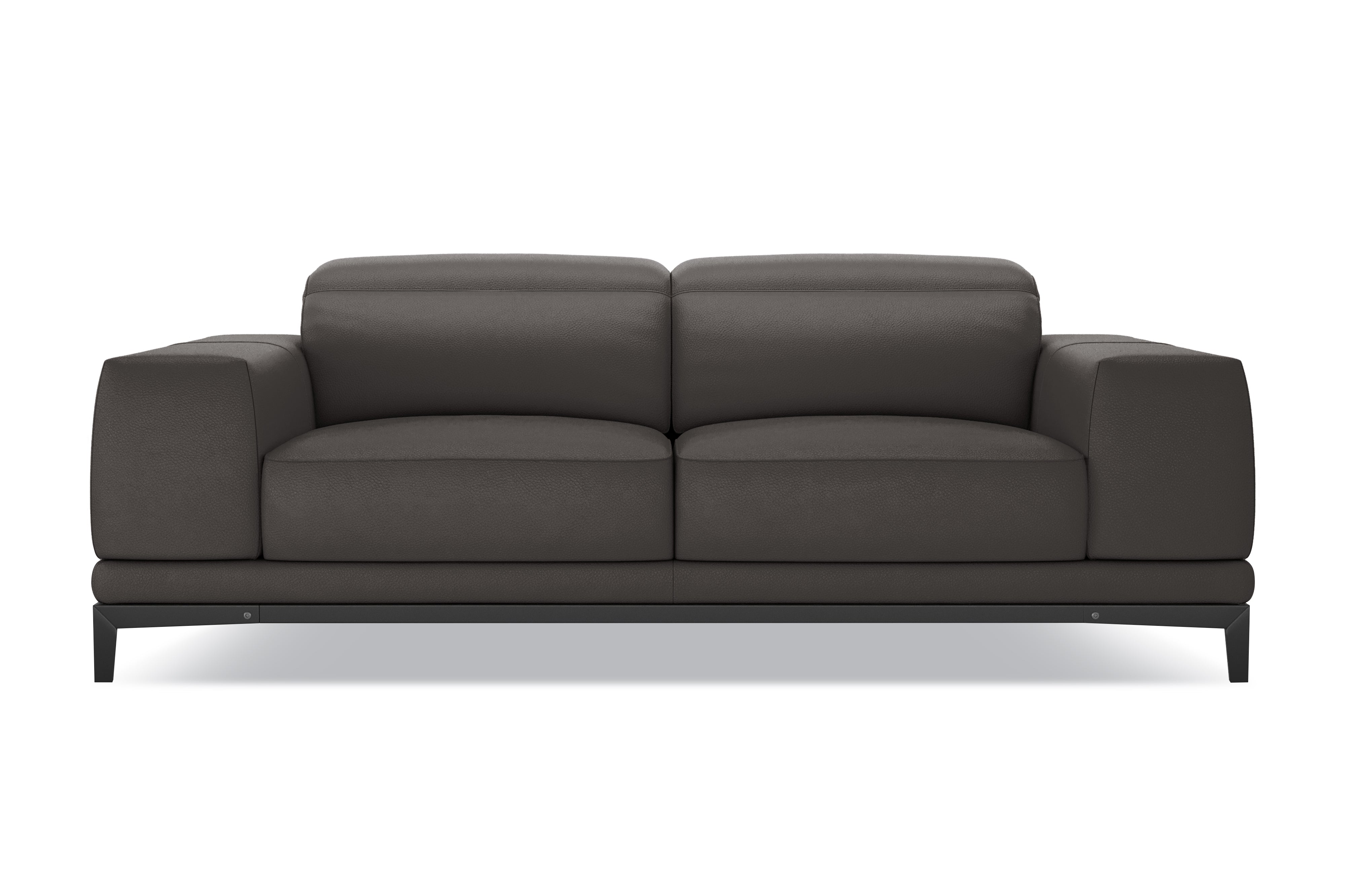 Valencia Valletta Top Grain Leather Loveseat Sofa, Dark Grey