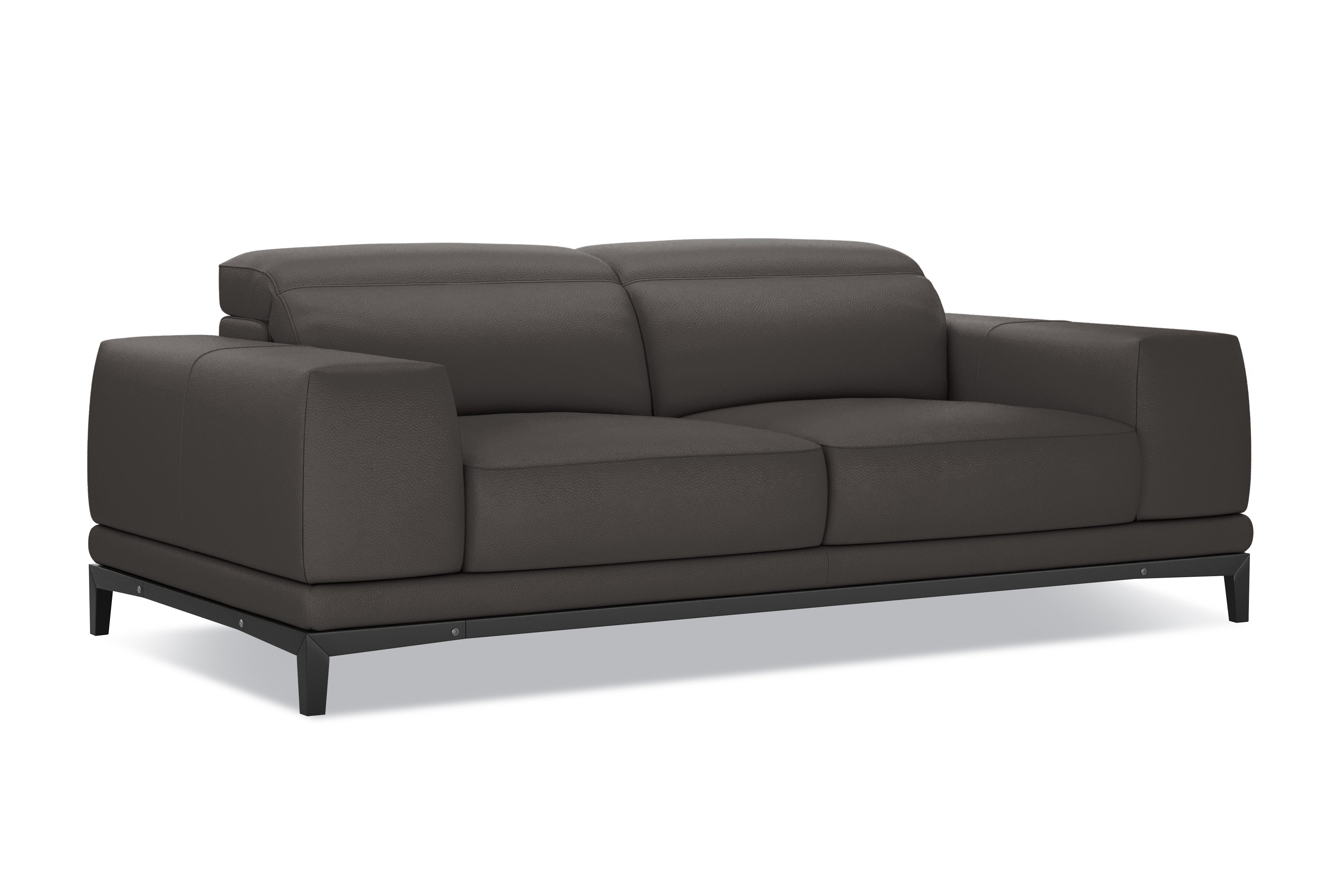 Valencia Valletta Top Grain Leather Loveseat Sofa, Dark Grey