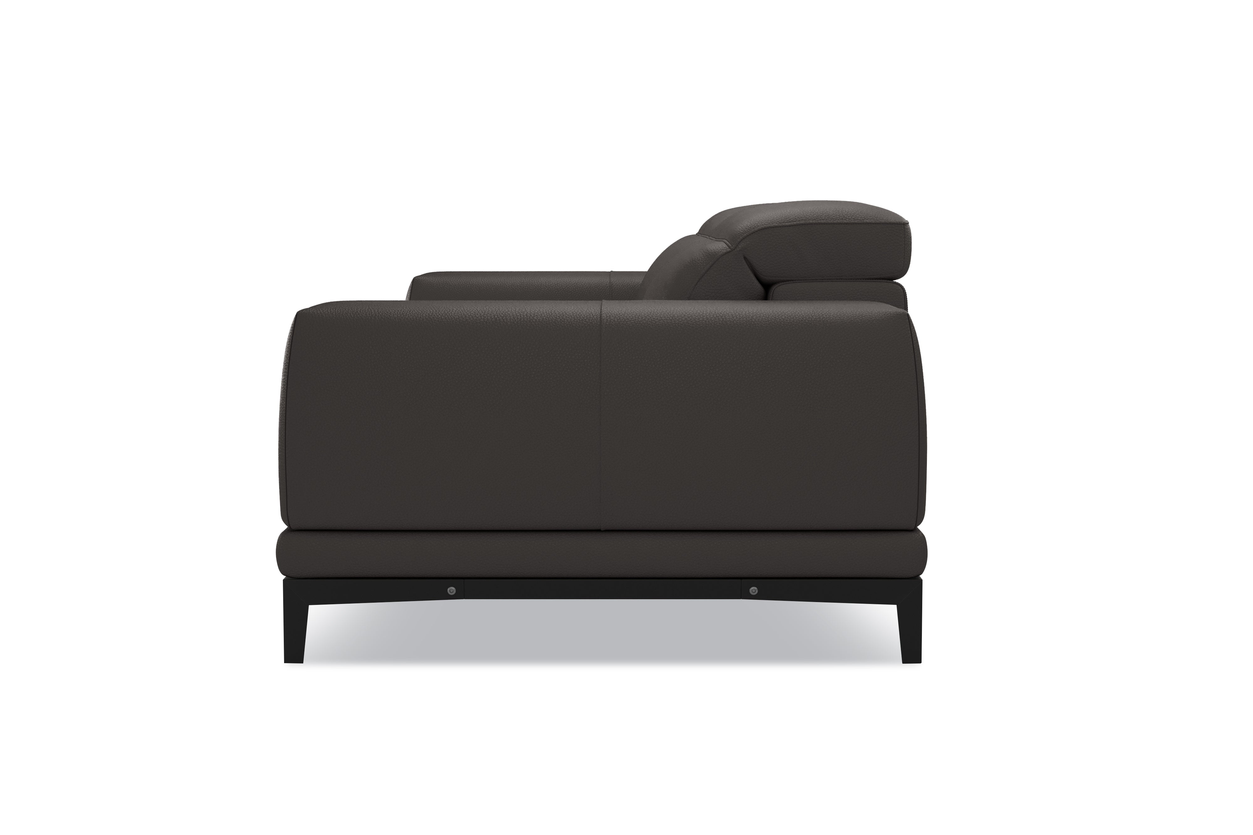 Valencia Valletta Top Grain Leather Loveseat Sofa, Dark Grey