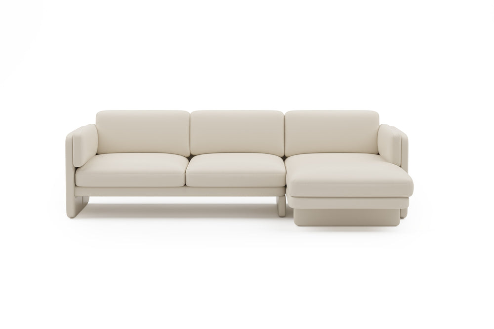 Valencia Annalise Top Grain Leather 105" Right Chaise Sofa, Cream