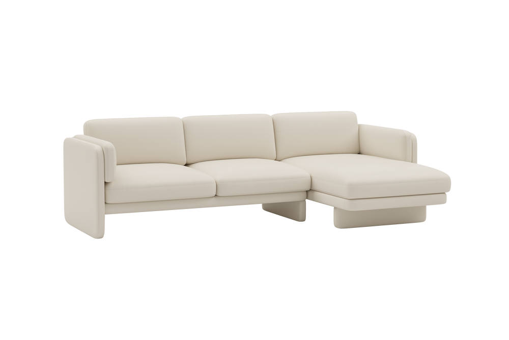 Valencia Annalise Top Grain Leather 105" Right Chaise Sofa, Cream