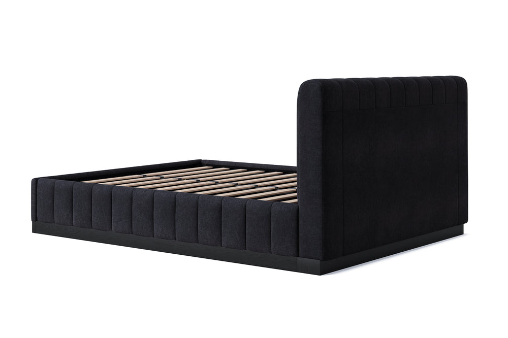 Valencia Reese Velvet Fabric Queen Bed Frame, Dark Navy