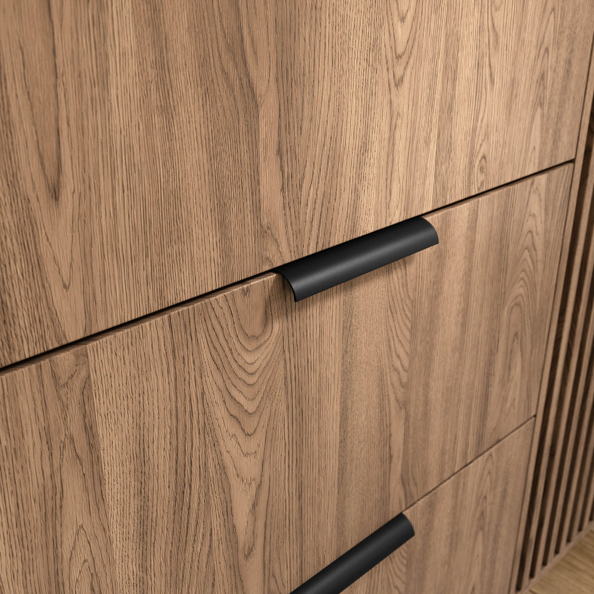Entsian Oak Wood Paneled Free Standing Wardrobe - Artisan Oak