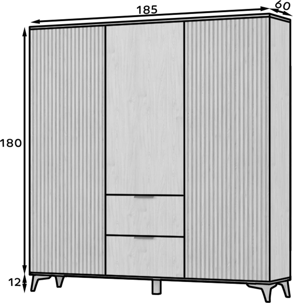 Entsian Oak Wood Paneled Free Standing Wardrobe - Artisan Oak