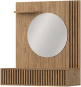 Entsian Oak Wood Paneled Floating Vanity w/Mirror - Artisan Oak