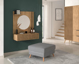 Entsian Oak Wood Paneled Floating Vanity w/Mirror - Artisan Oak