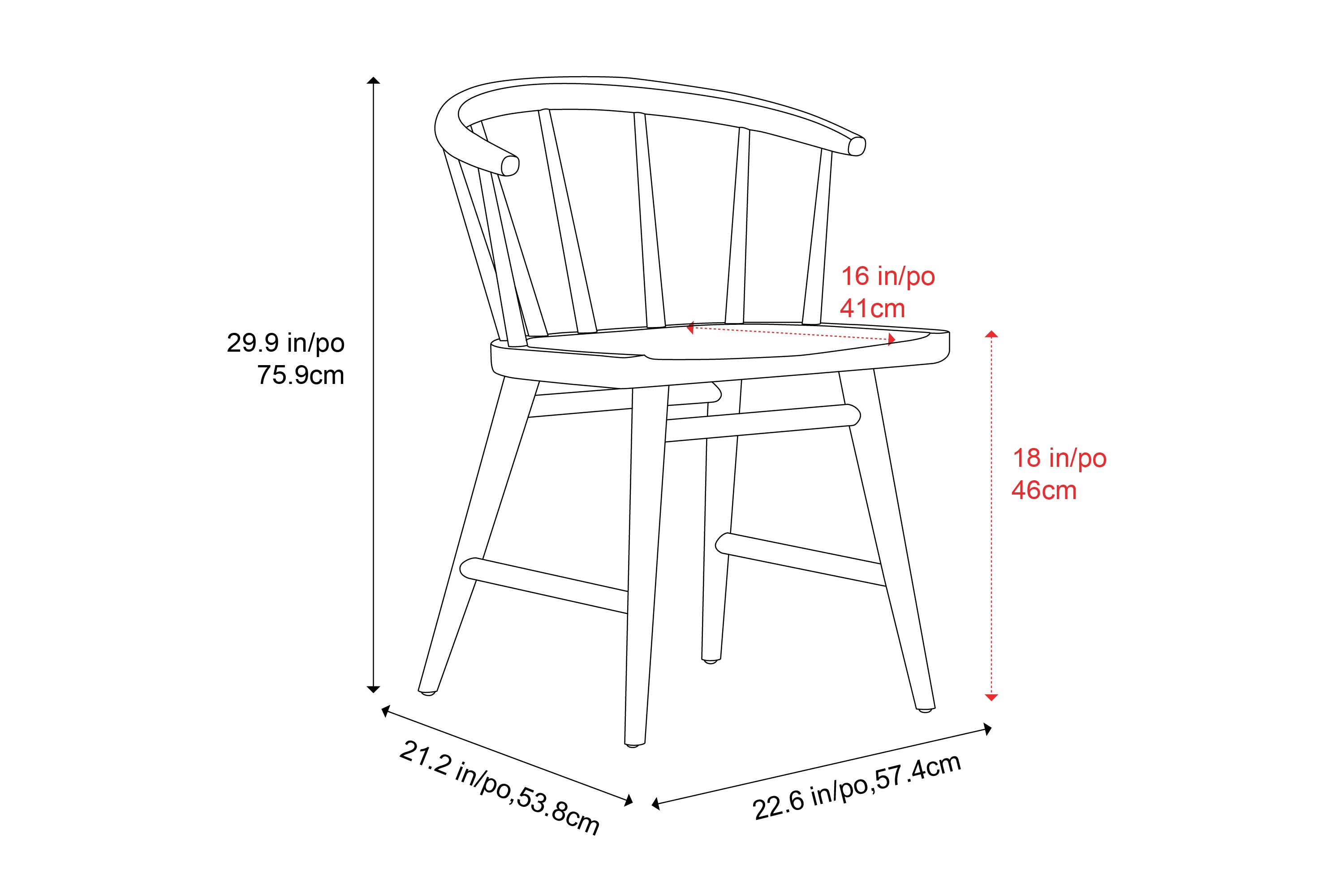 Valencia Lauryn Wood Dining Chair, Black