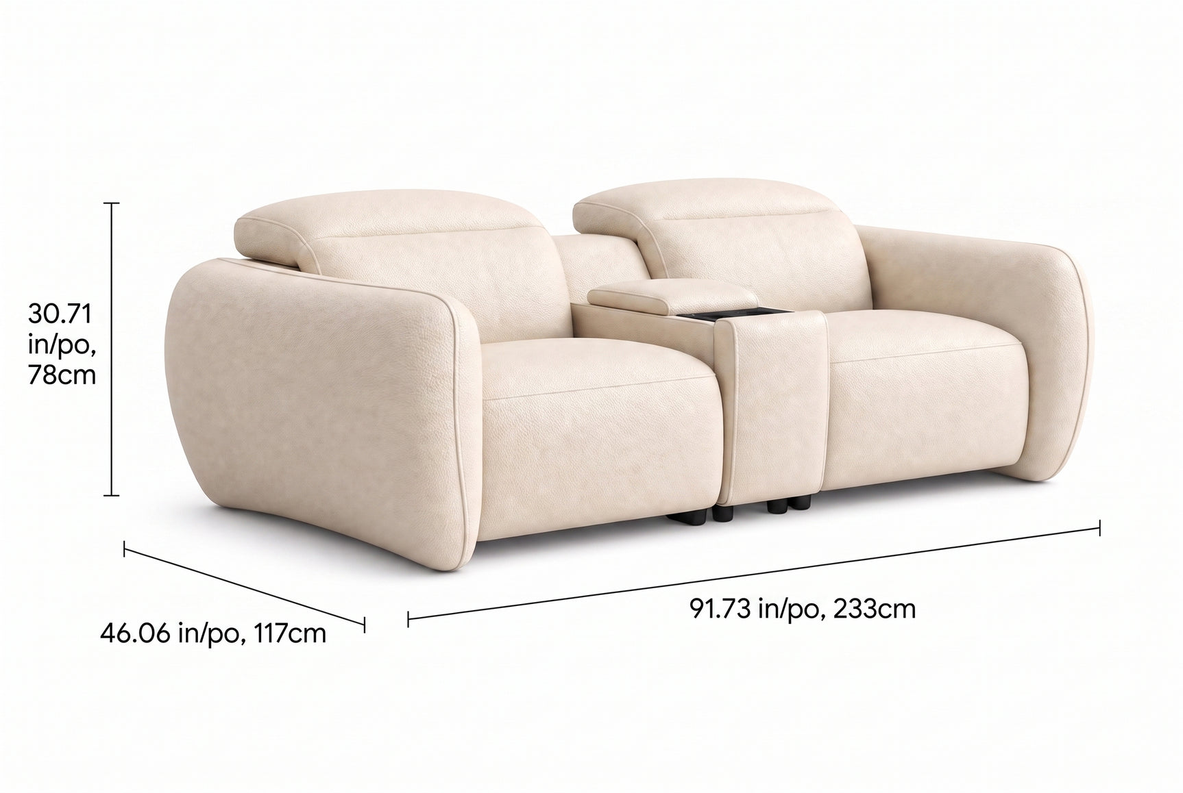 Savona Leather Cuddler Recliner Sofa | Italian Nappa 11000 Top-Grain Leather | Power Headrests | Zero-Gravity Recline