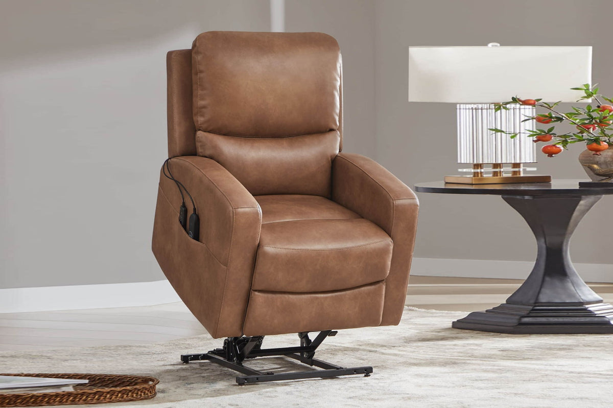 Valencia Hector Top Grain Leather Power Lift Recliner Chair, Brown