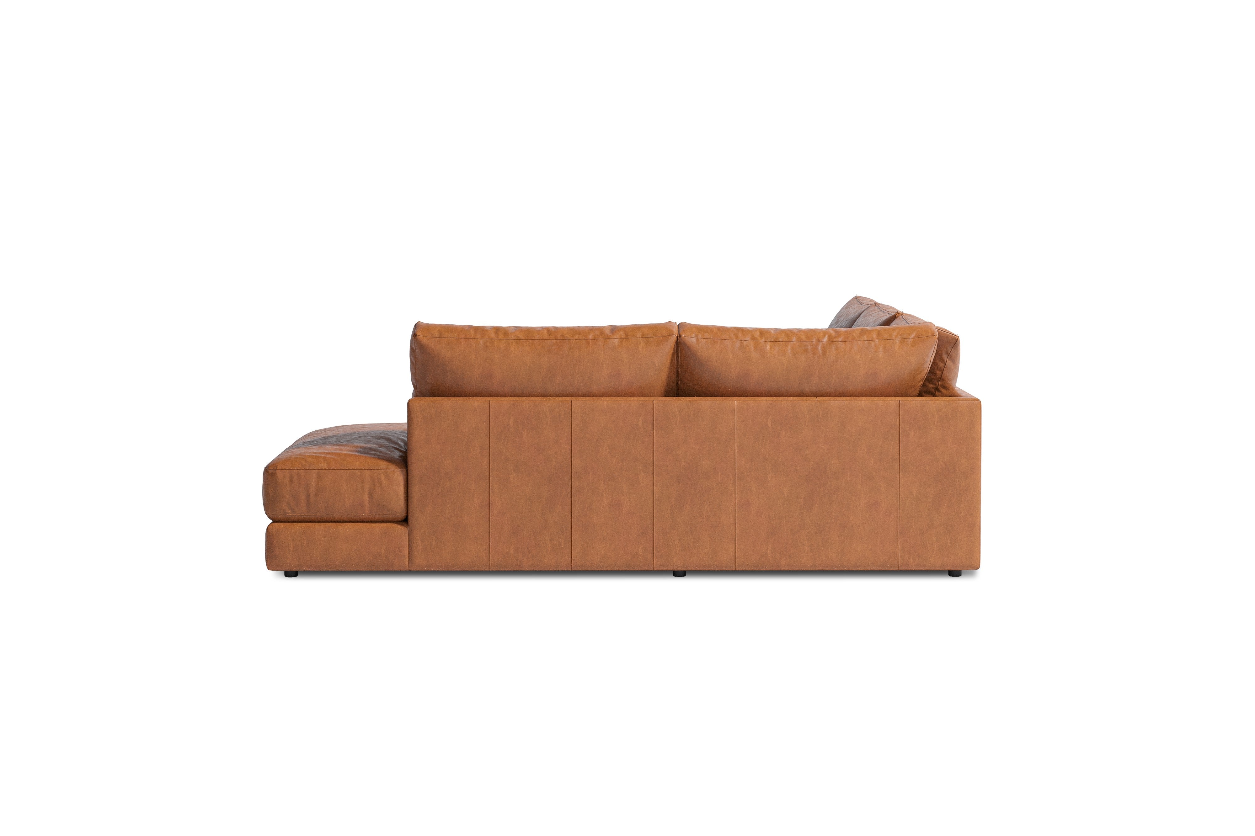 Valencia Serena Leather 2-Piece Right Bumper Chaise Sectional Sofa, Cognac