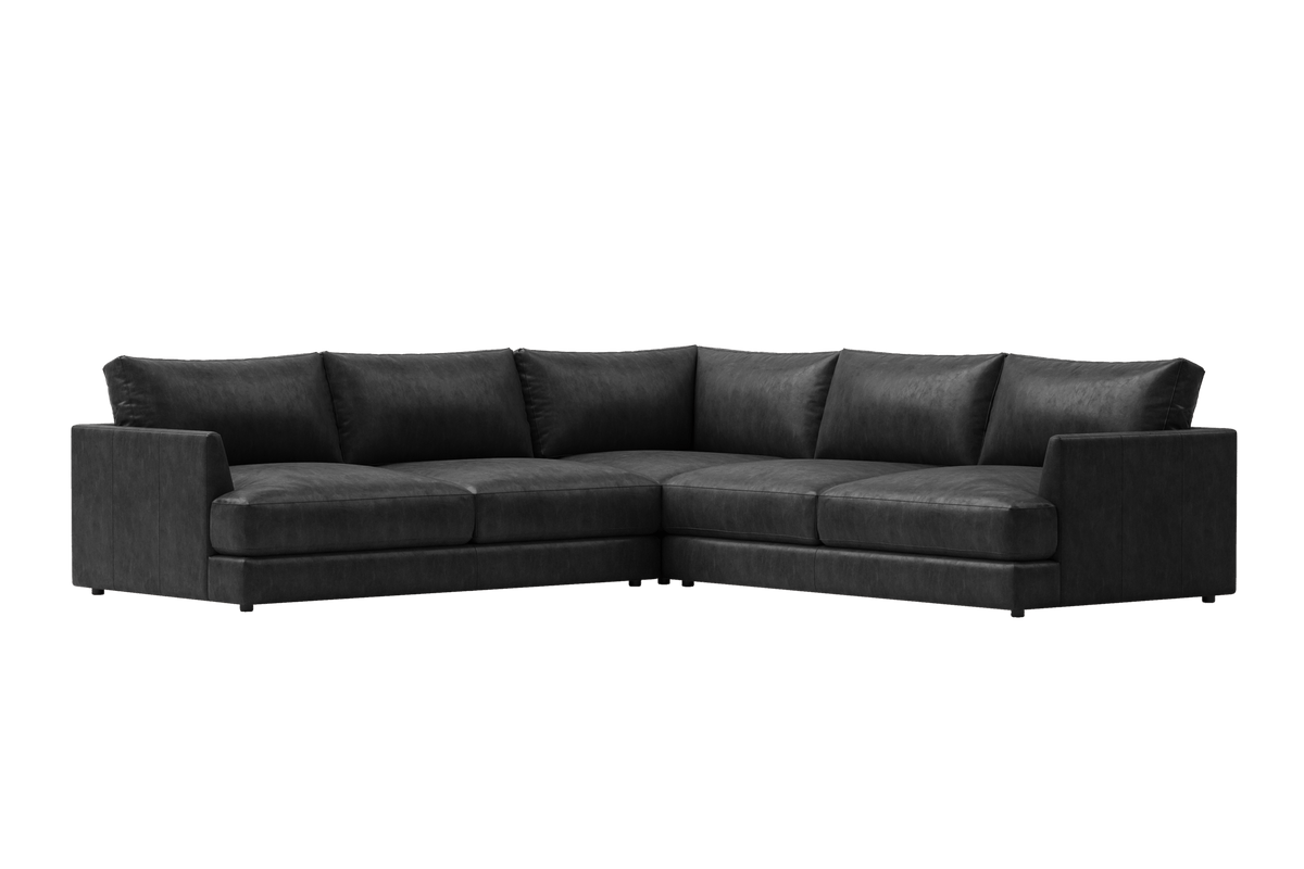Serena Leather Corner Sectional Sofa in Black