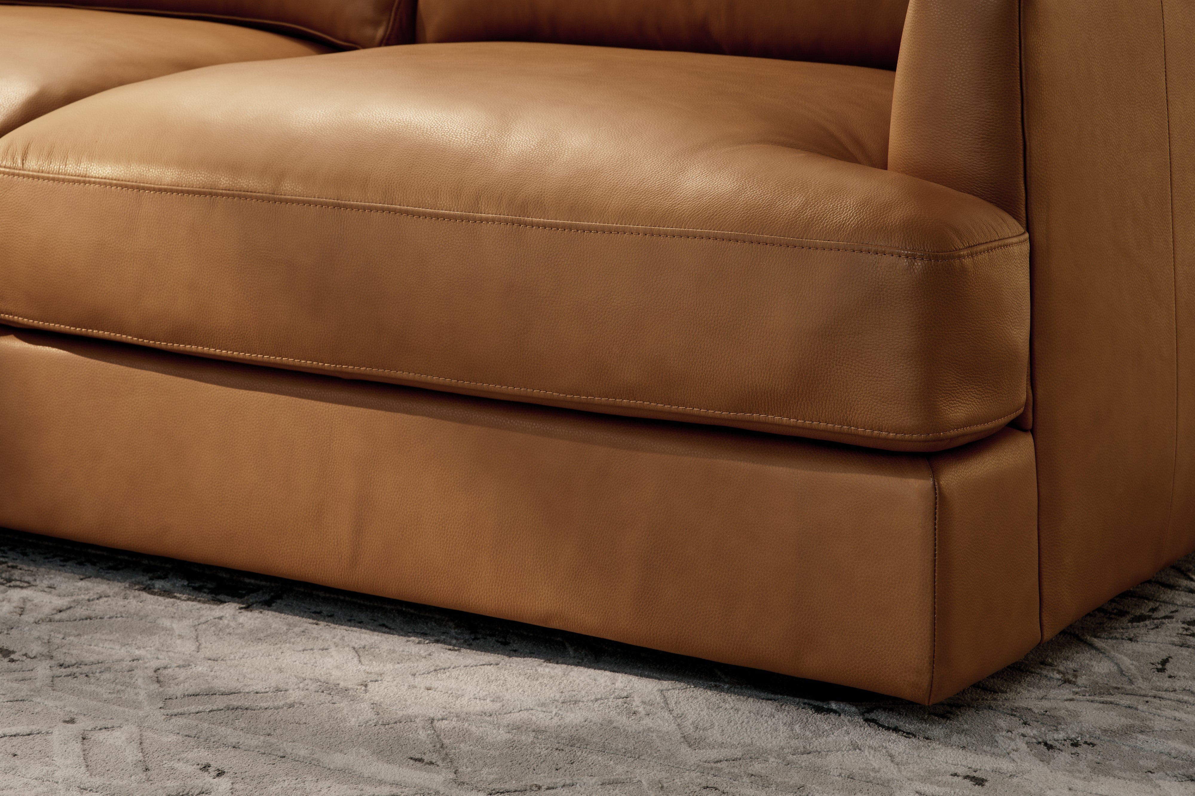 Valencia Serena Leather 2-Piece Left Bumper Chaise Sectional Sofa, Cognac