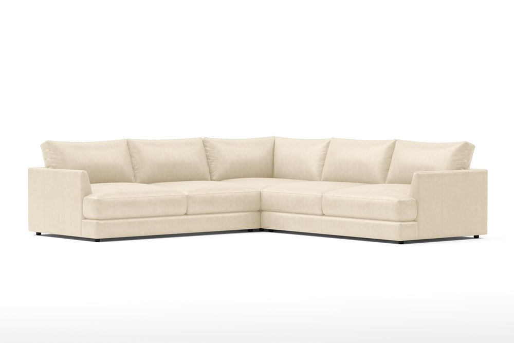 Valencia Serena Leather L-Shape Sectional Sofa, Beige