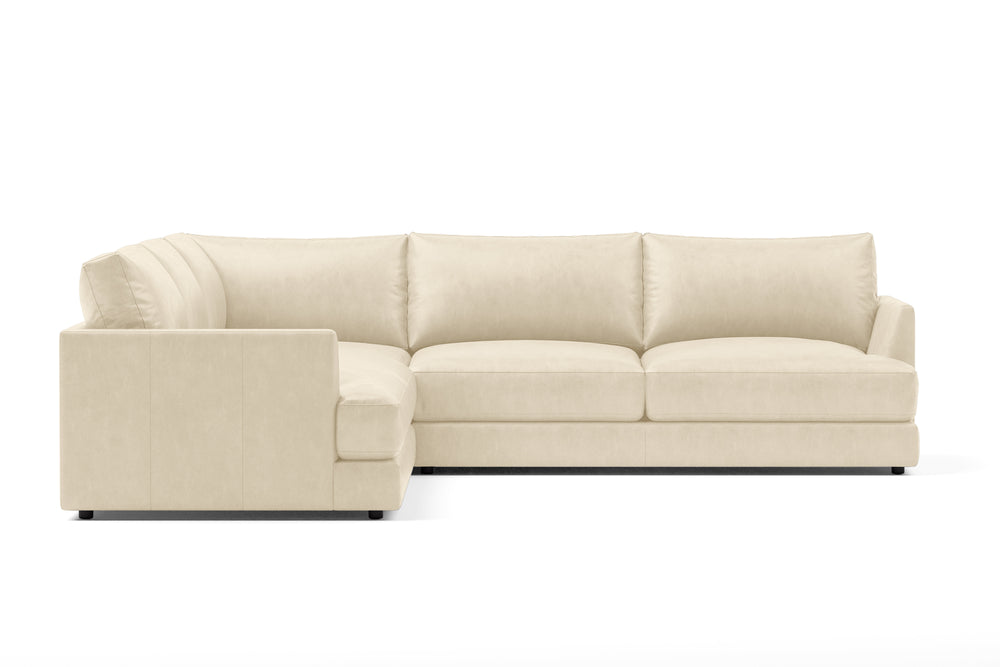 Valencia Serena Leather L-Shape Sectional Sofa, Beige