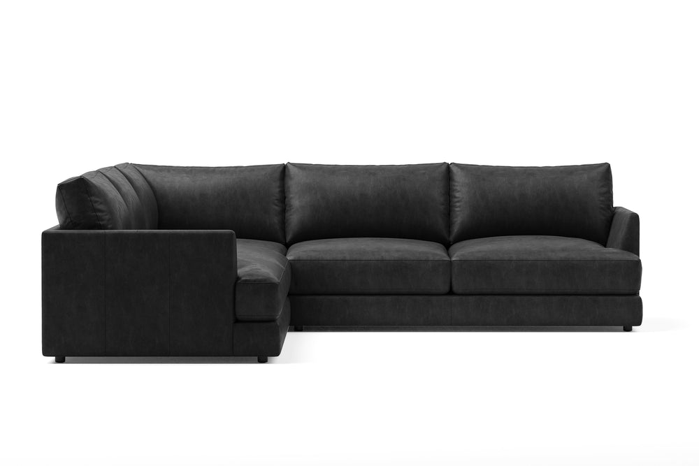 Valencia Serena Leather L-Shape Sectional Sofa, Black