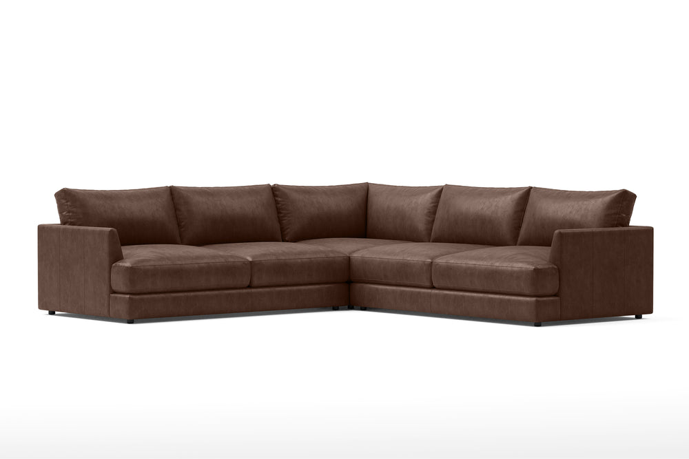 Valencia Serena Leather L-Shape Sectional Sofa, Brown