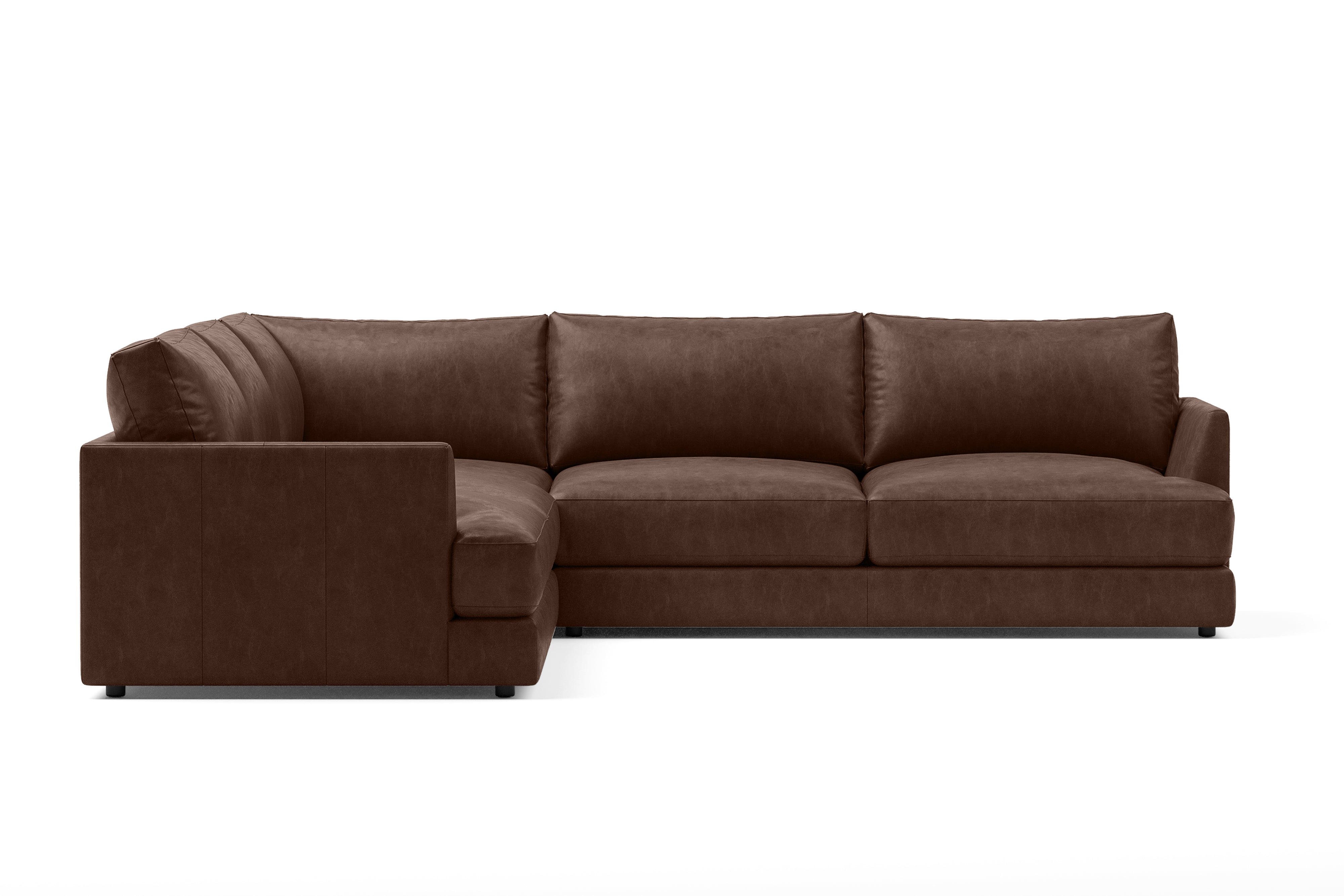 Valencia Serena Leather L-Shape Sectional Sofa, Brown