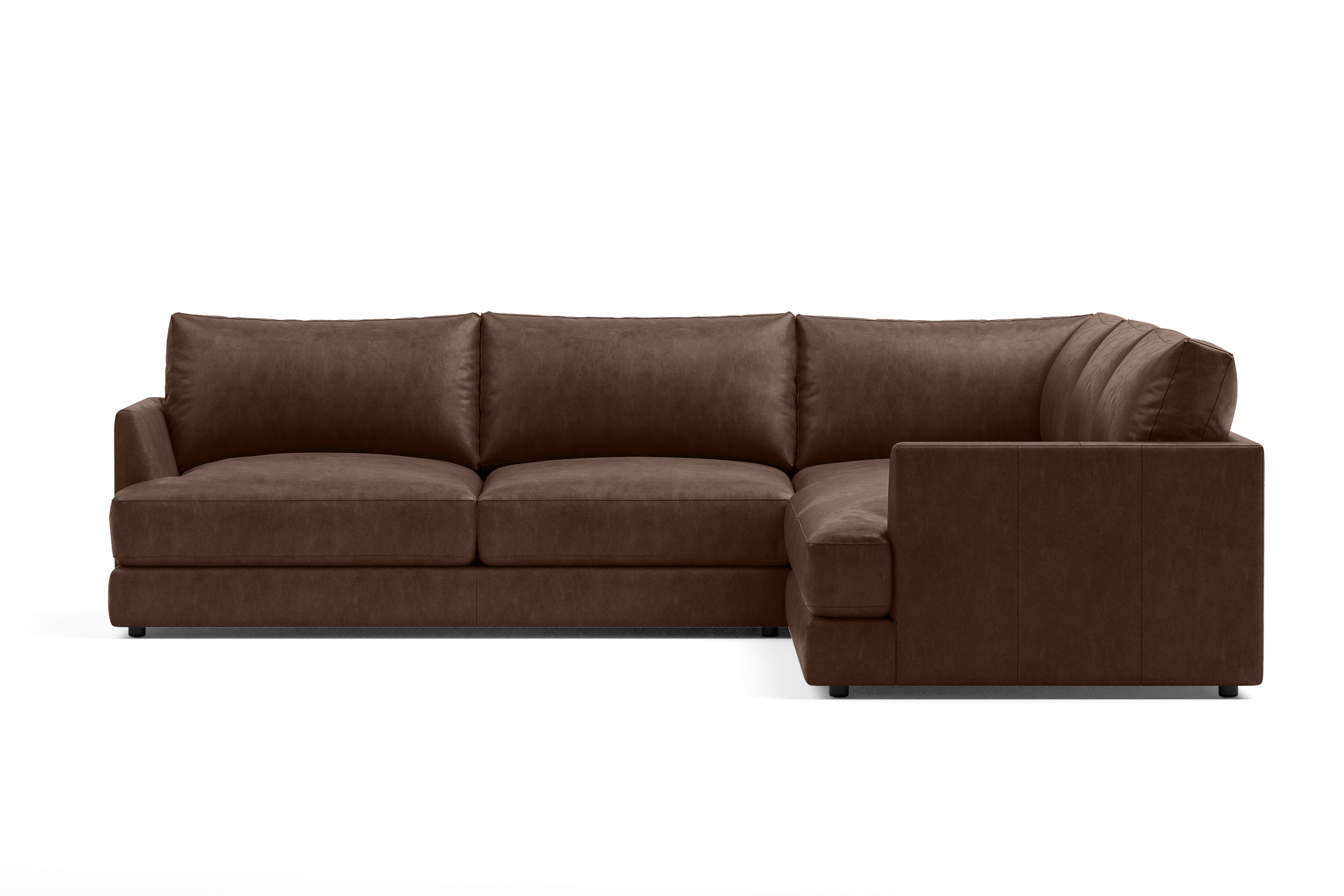 Valencia Serena Leather L-Shape Sectional Sofa, Brown