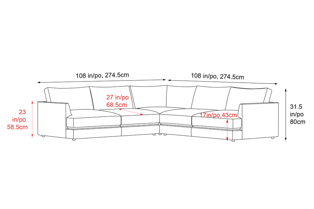 Valencia Serena Leather L-Shape Sectional Sofa, Cognac