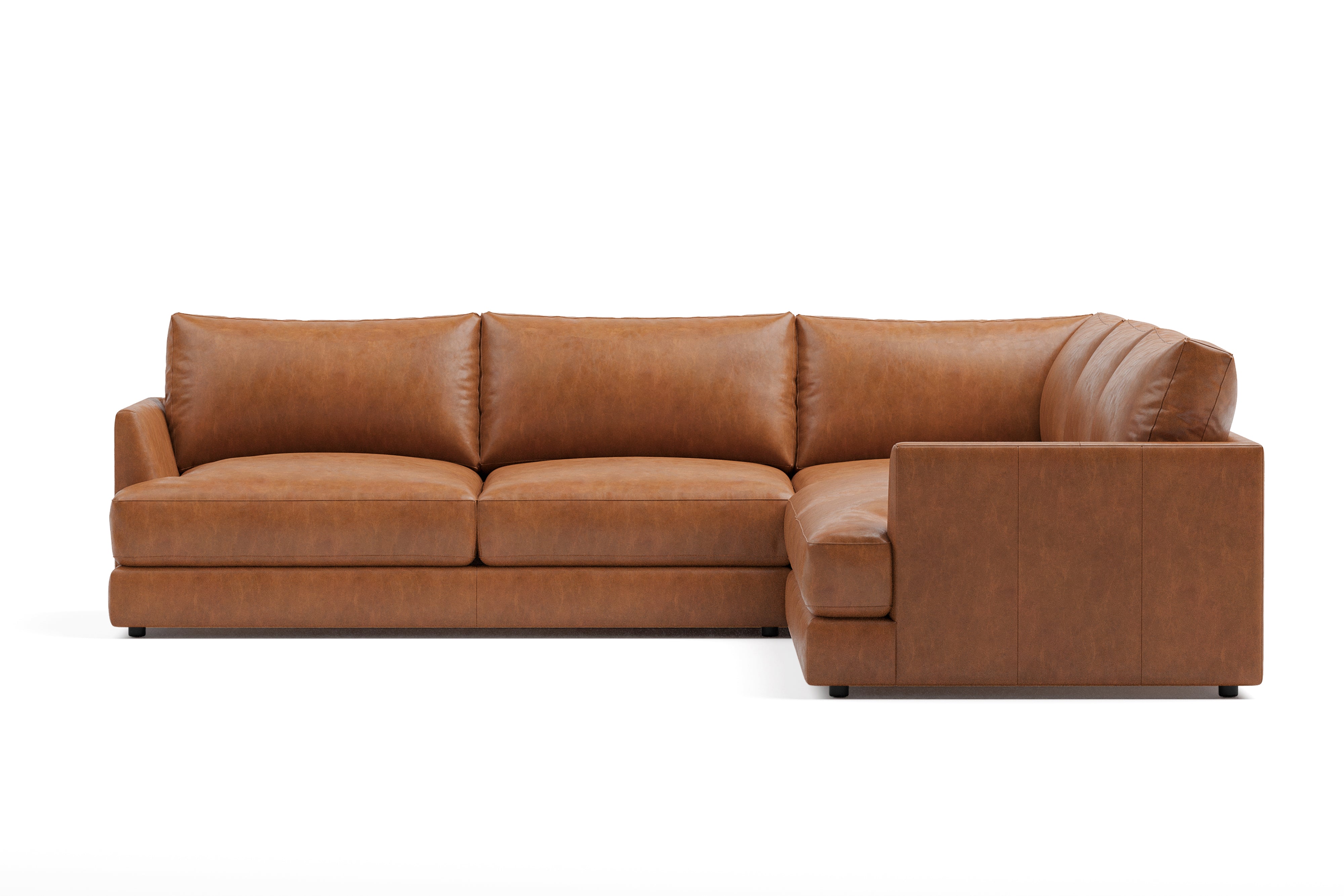 Valencia Serena Leather L-Shape Sectional Sofa, Cognac