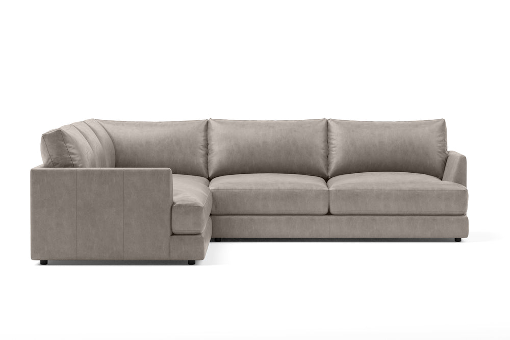 Valencia Serena Leather L-Shape Sectional Sofa, Light Grey