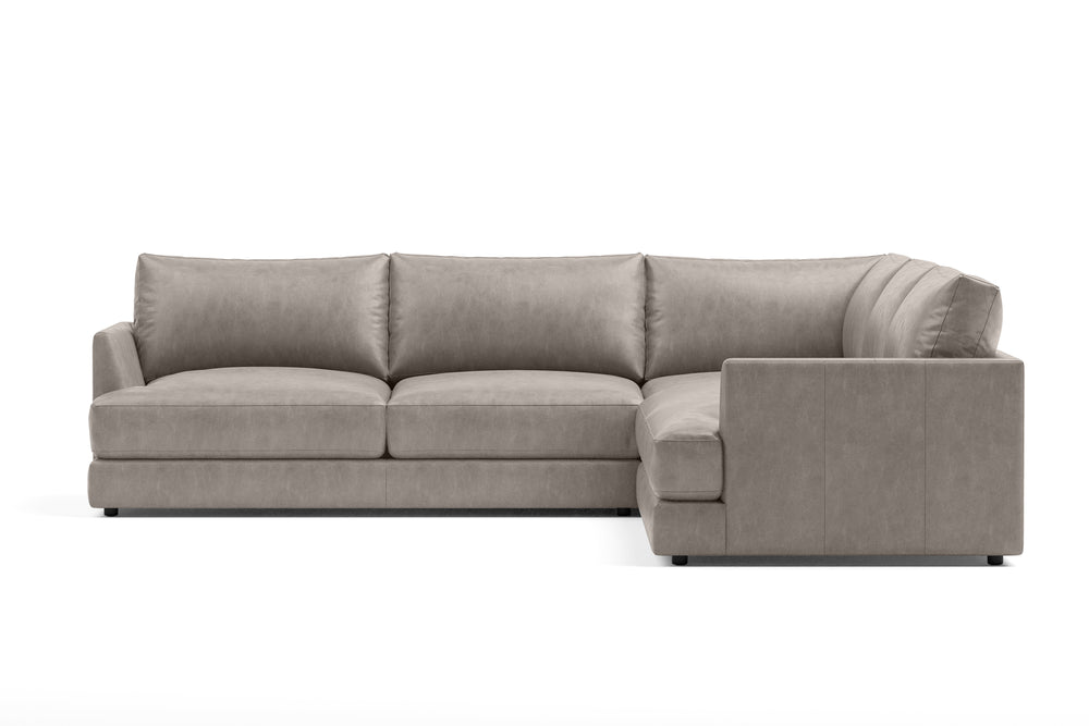 Valencia Serena Leather L-Shape Sectional Sofa, Light Grey