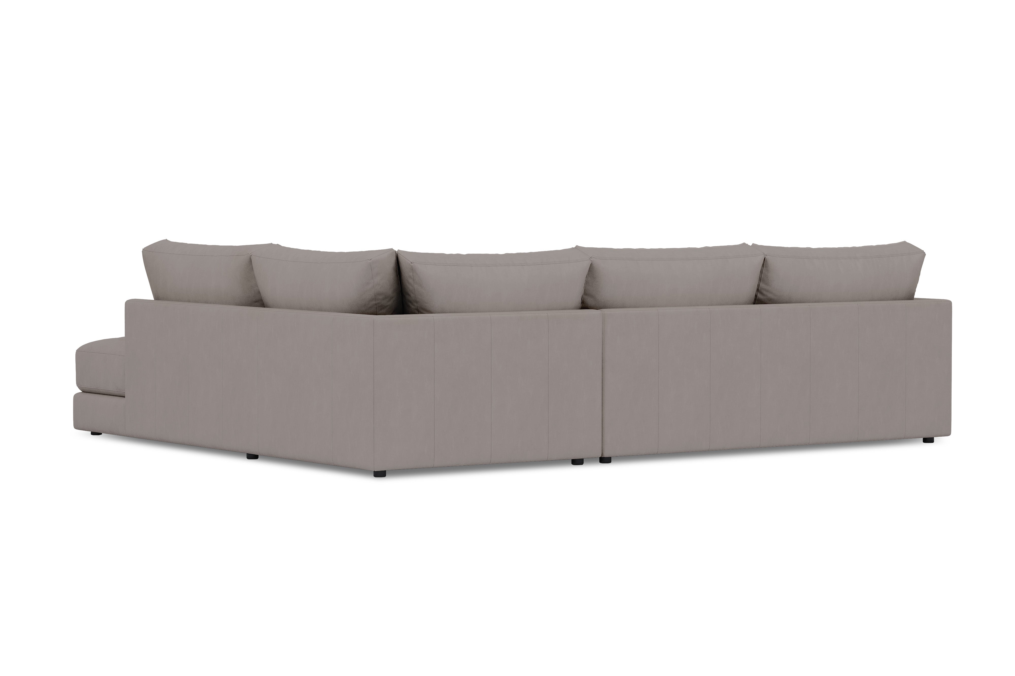 Valencia Serena Leather 2-Piece Right Bumper Chaise Sectional Sofa, Light Grey