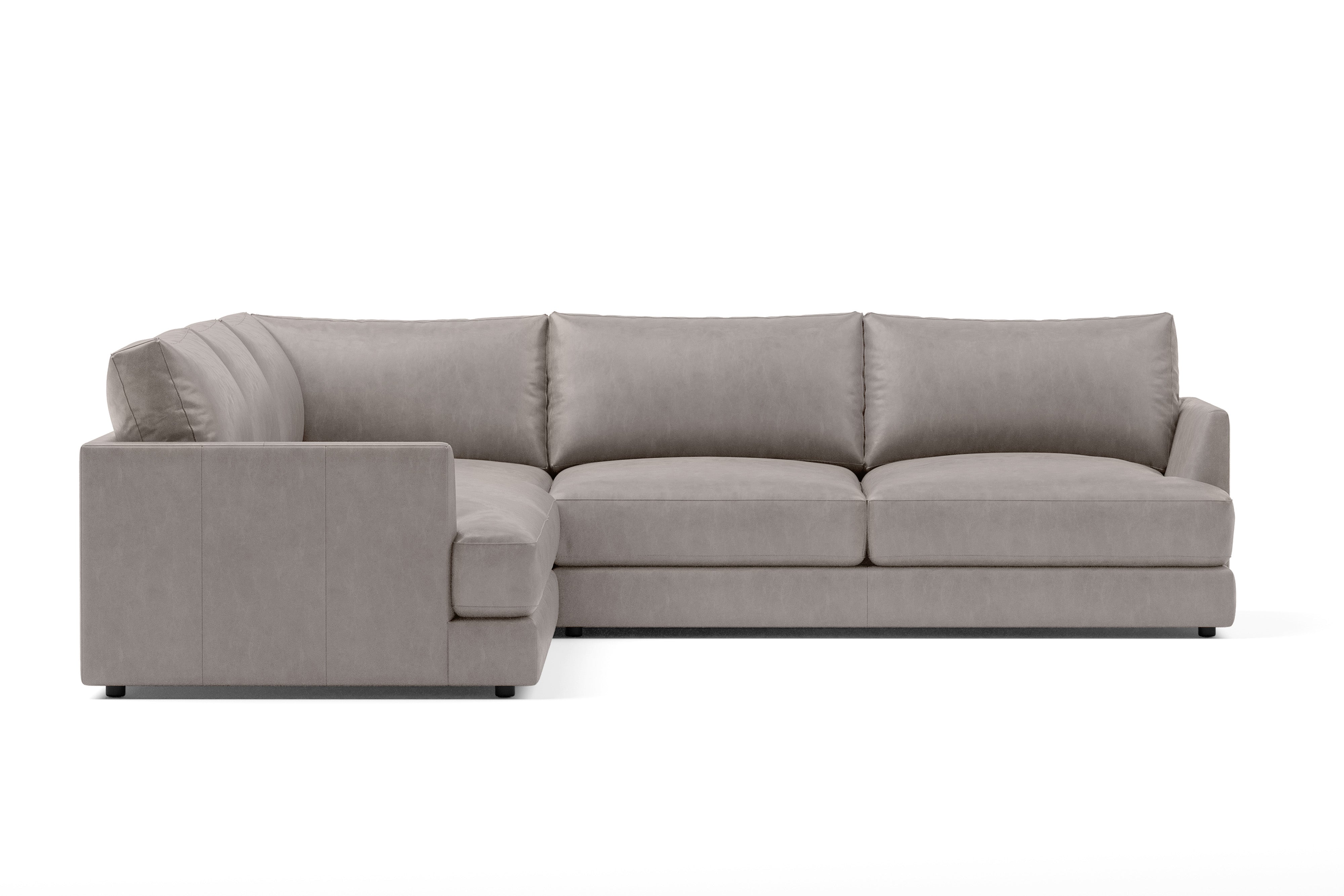 Valencia Serena Leather L-Shape Sectional Sofa, Light Grey