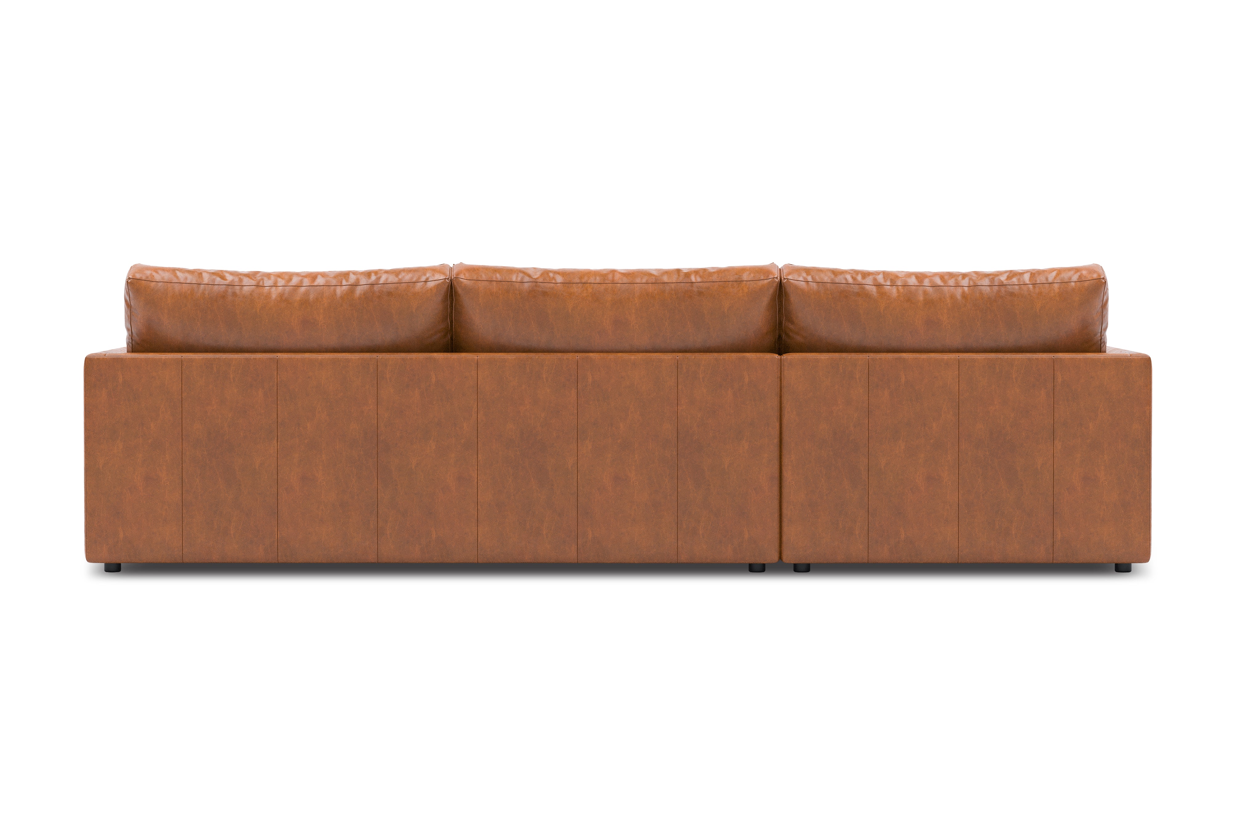 Valencia Serena Leather Three Seats with Left Chaise Sectional Sofa, Cognac